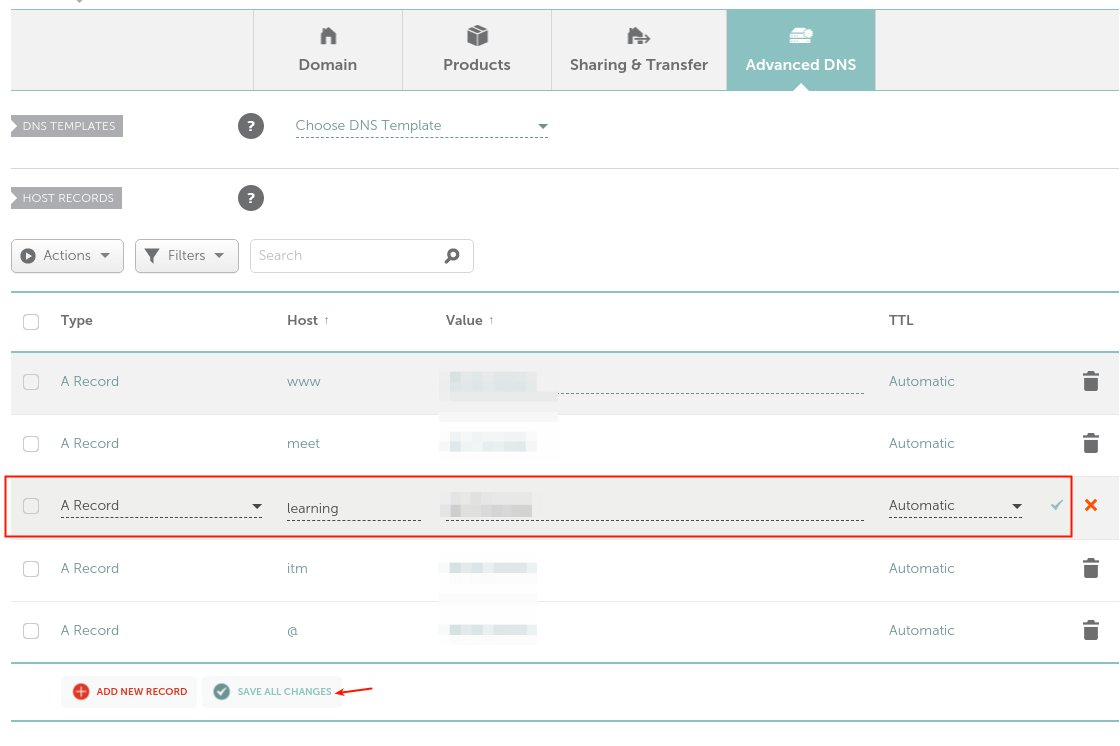 Create DNS A Record for Moodle Application