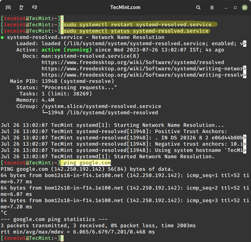 Check Network Connection in Linux