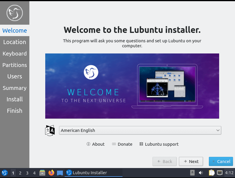 Choose Lubuntu Language