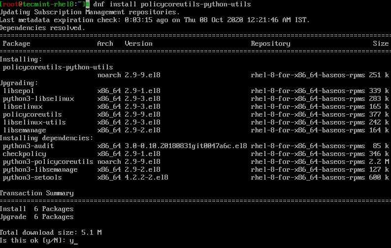 Install Python Policycoreutils in RHEL 8