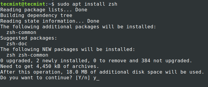 Install Zsh in Ubuntu