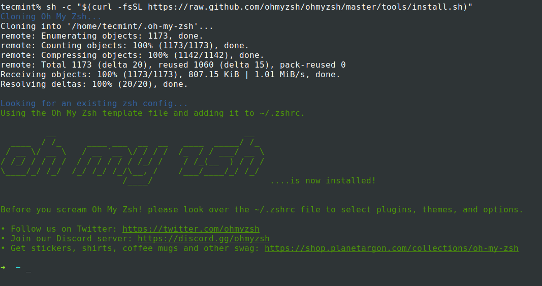 Installation of Oh-My-Zsh in Ubuntu