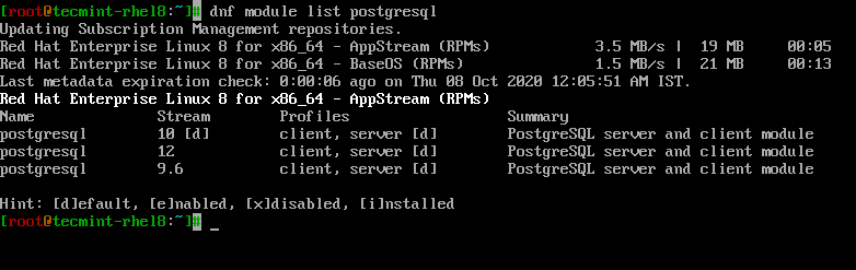 List Modules for Postgresql