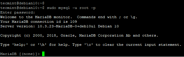 Login into MariaDB Database