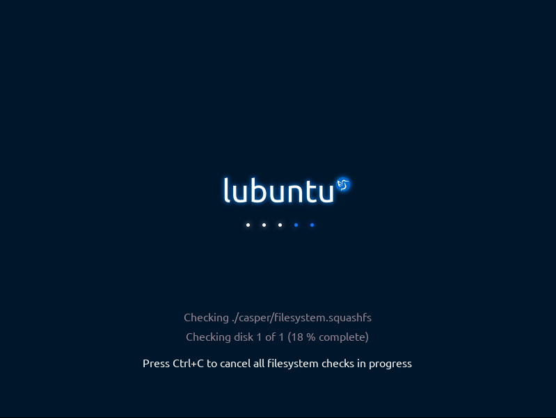 Verificación del sistema de archivos de Lubuntu 