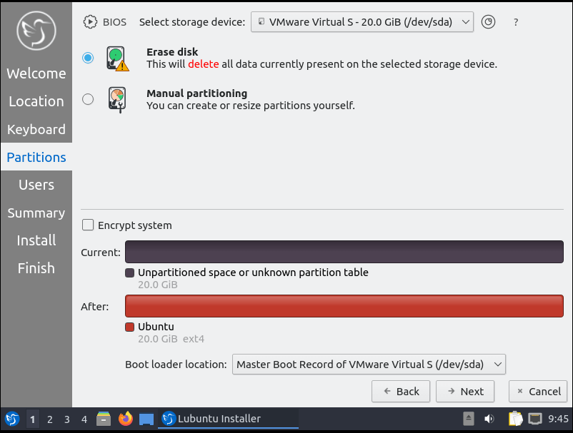 Lubuntu Partitioning