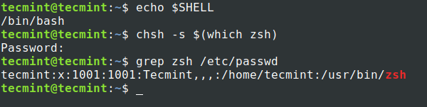 Set Zsh Shell in Ubuntu