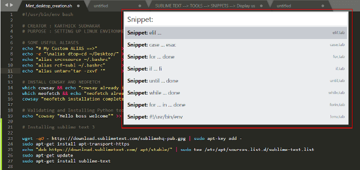 Sublime Text Snippets