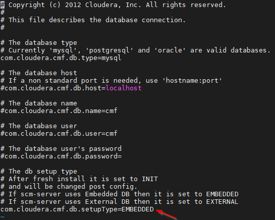 Configure Cloudera Database Properties