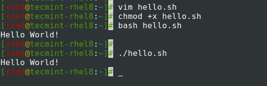 Create Hello World Shell Script