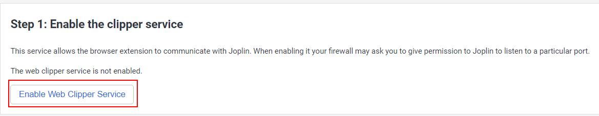 Enable Joplin Web Clipper