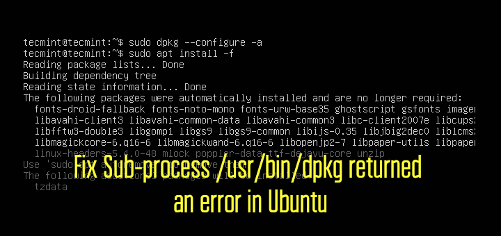 sub-process dpkg returned error
