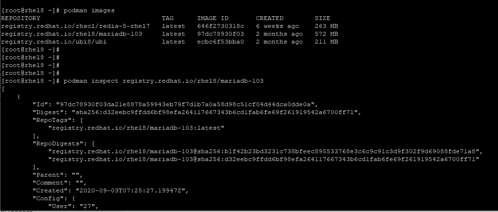 Inspecting MariaDB Container Images