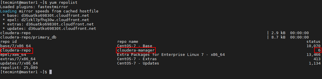 List Cloudera Repository