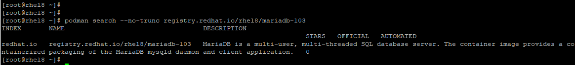 List Description of MariaDB Container Image