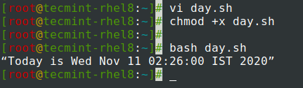  Imprimir fecha usando Shell Script 