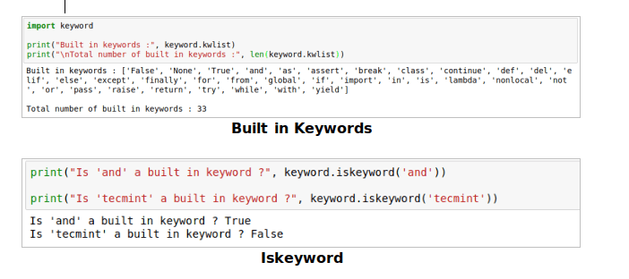  Módulo de palabras clave de Python 