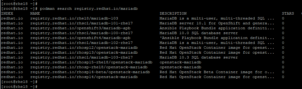 Search MariaDB Container Image