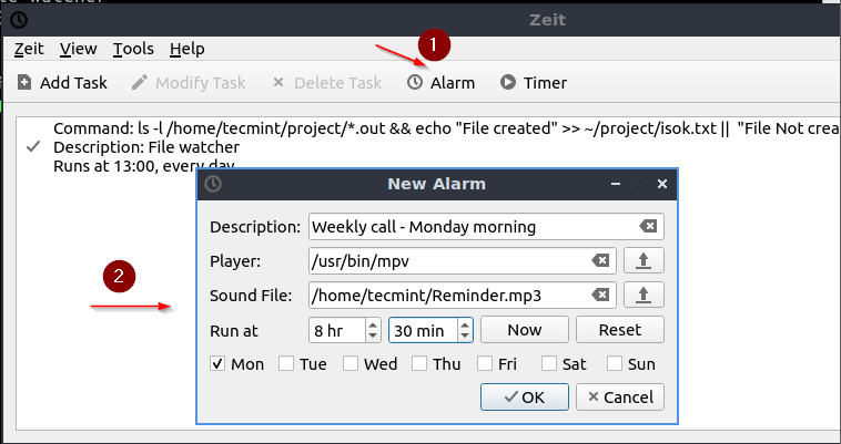 Set Alarm to Scheduled Task