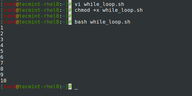 While loop in Shell Script
