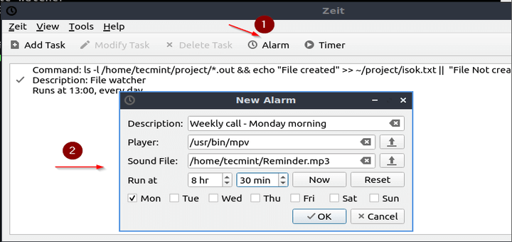 Zeit Cron GUI Tool for Linux
