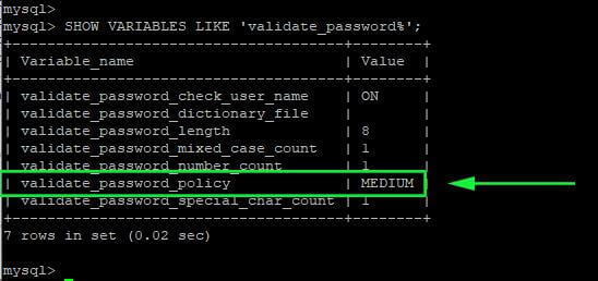 Check Mysql Password Policy