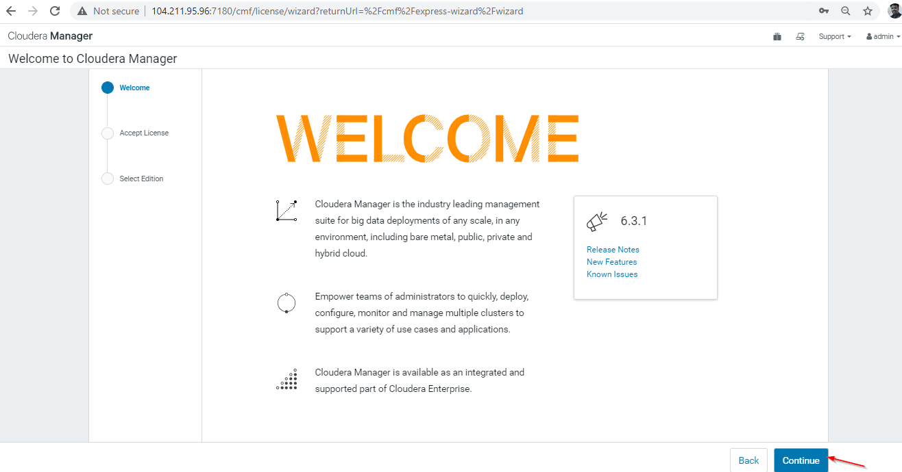 Cloudera Manager Welcome