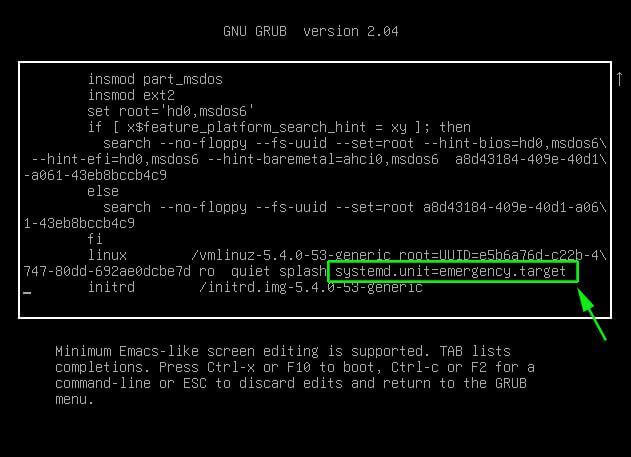 Enable Emergency Mode in Ubuntu