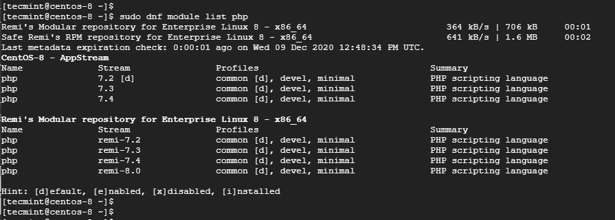 List PHP 8 Modules