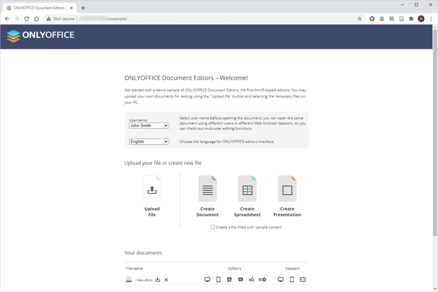 Editores de documentos de OnlyOffice