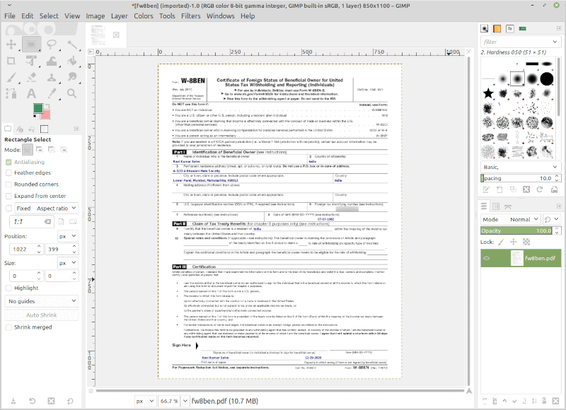 PDF View in GIMP