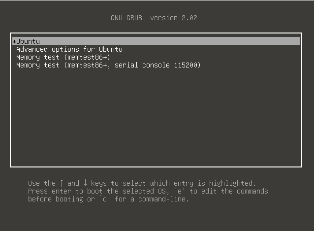 Ubuntu Boot Grub Menu