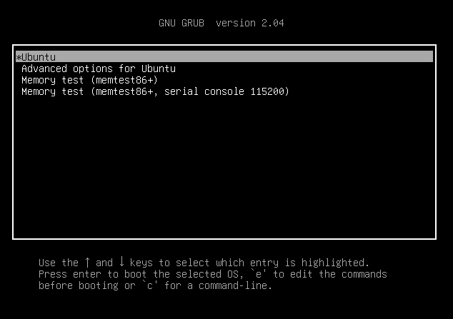 Ubuntu Grub Menu