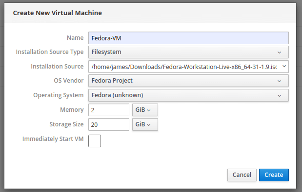 Add New KVM VM Details