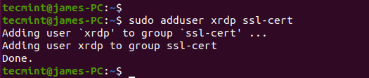 Add the Xrdp user to the SSL authentication group