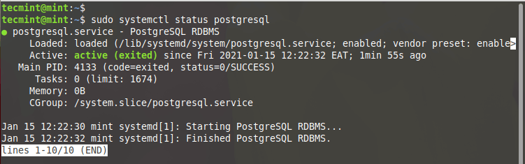  Verificar estado de PostgreSQL 