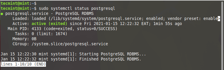 Check PostgreSQL Status