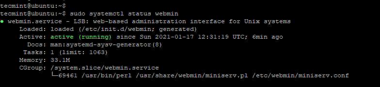 Check Webmin Status on Ubuntu