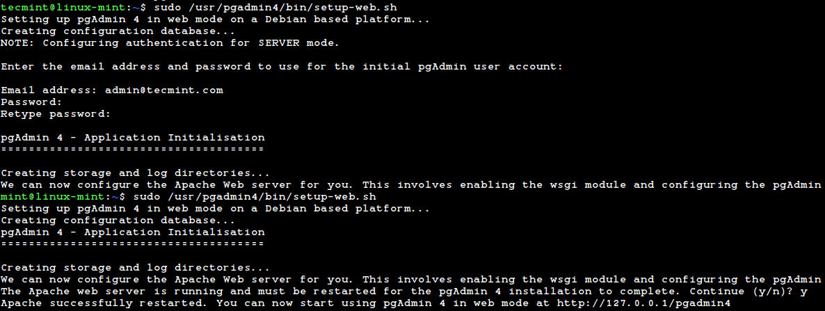 Configure Pgadmin4 Web