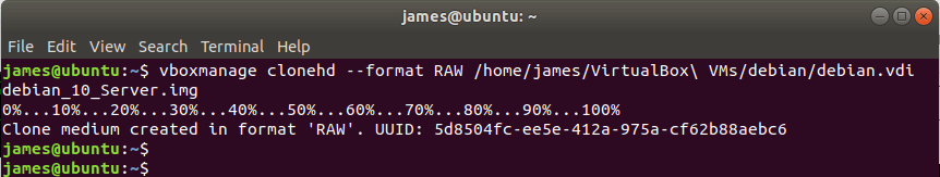 Convertir imagen VDI a formato de disco RAW