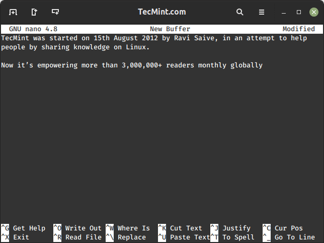 Nano Text Editor