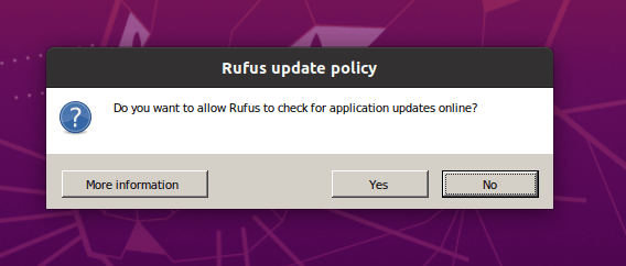 Rufus update policy