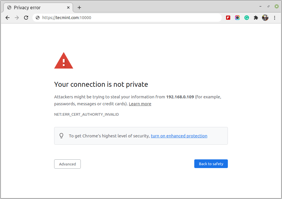 SSL Connection Warning