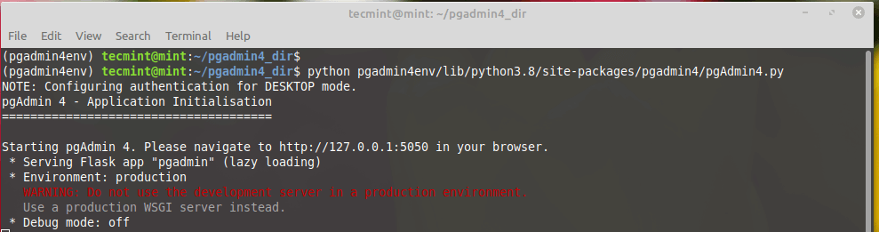 Start PgAdmin4 Service