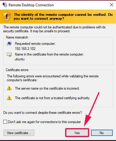 Verify the identity of the Ubuntu remote system