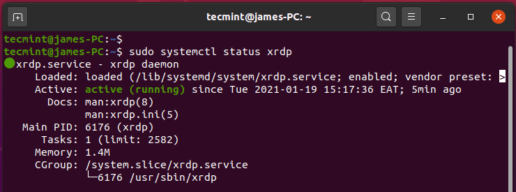 Verify Xrdp Status on Ubuntu
