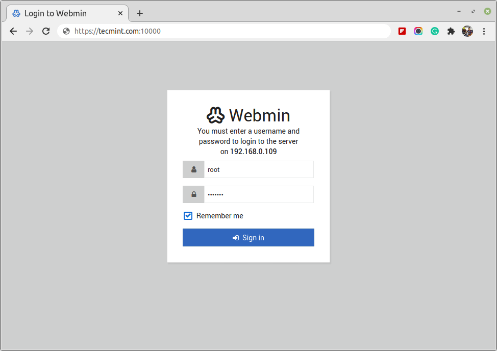 Webmin Login