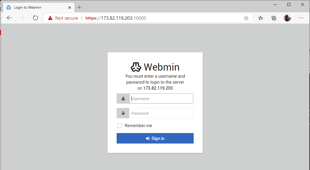 Webmin Login