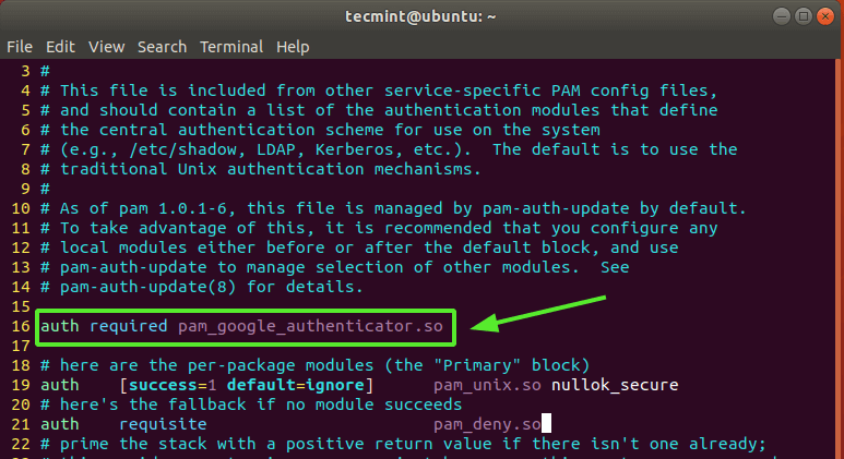 Configure PAM in Ubuntu