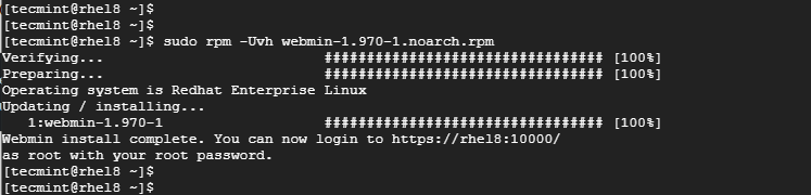 Install Webmin on RHEL 8